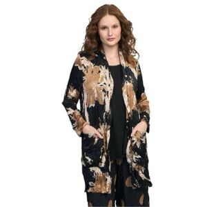 Alembika Shimmer Jacket Metallic Crinkle Open Front Size M NWT